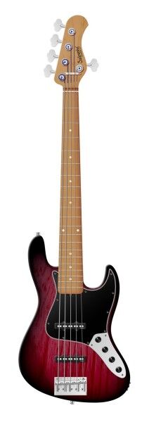 Sadowsky MasterBuilt 20-Fret Ultra Vintage J/J Bass, Swamp Ash Body, Roasted Maple Fingerboard, 5-String - Burgundy Blackburst Transparent Satin