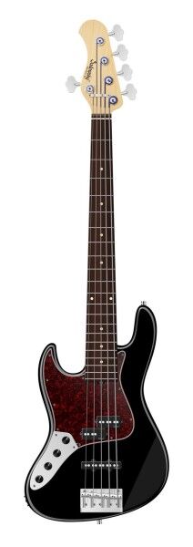 Sadowsky MetroLine 21-Fret Vintage P/J Bass, Red Alder Body, Morado Fingerboard, 5-String, Lefthand - Solid Black High Polish