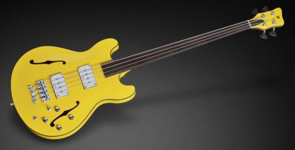 Warwick Custom Shop Star Bass II, 4-String, Fretless - Solid Yellow Satin - 17-3382