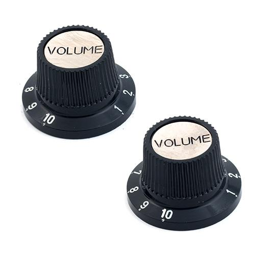 Framus Vintage Parts - Volume Knob Set - Black with Chrome Top, 2 pcs.