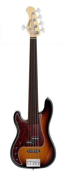 Sadowsky MetroLine 21-Fret Hybrid P/J Bass, Swamp Ash Body, Tigerstripe Ebony Fingerboard, 5-String, Fretless, Lefthand - '59 Burst Transparent High Polish