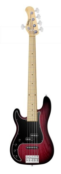 Sadowsky MetroLine 21-Fret Hybrid P/J Bass, Swamp Ash Body, Maple Fingerboard, 5-String, Lefthand - Burgundy Blackburst Transparent Satin