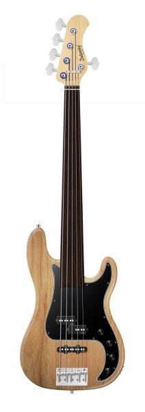 Sadowsky MetroLine 21-Fret Hybrid P/J Bass, Red Alder Body, Tigerstripe Ebony Fingerboard, 5-String, Fretless - Natural Transparent Satin