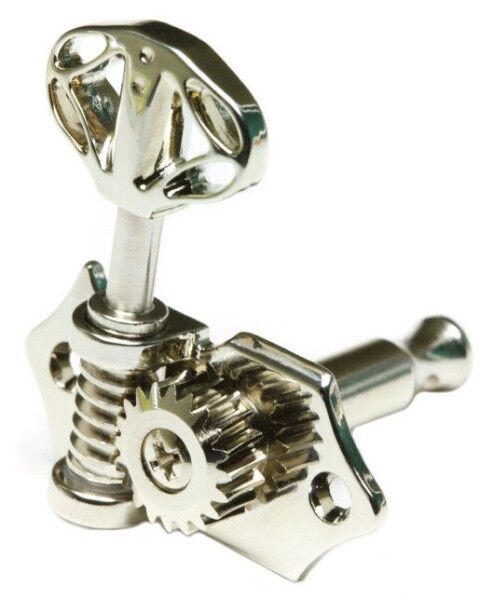 Graph Tech PRN-3411 - Ratio Acoustic Guitar Machine Heads, Open Back with Skeleton Button - 3 + 3