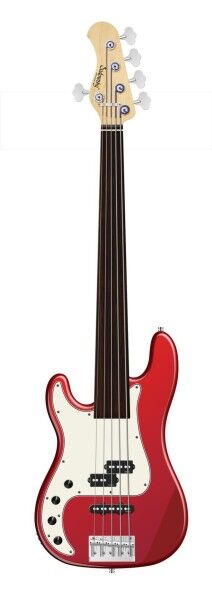 Sadowsky MetroLine 21-Fret Hybrid P/J Bass, Red Alder Body, Tigerstripe Ebony Fingerboard, 5-String, Fretless, Lefthand - Solid Candy Apple Red Metallic High Polish