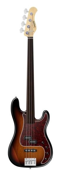 Sadowsky MetroLine 21-Fret Hybrid P/J Bass, Red Alder Body, Tigerstripe Ebony Fingerboard, 4-String, Fretless - '59 Burst Transparent High Polish