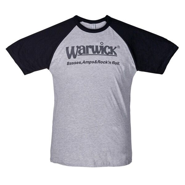 Warwick Promo - Basses, Amps & Rock n Roll Baseball T-Shirt, Gray/Black