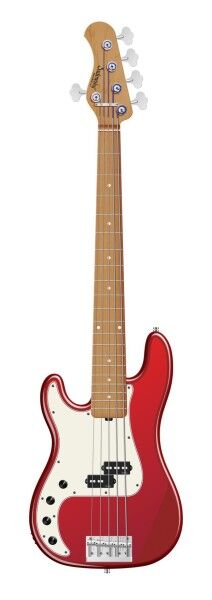 Sadowsky MasterBuilt 20-Fret Ultra Vintage P Bass, Swamp Ash Body, Roasted Maple Fingerboard, 5-String, Lefthand - Solid Candy Apple Red Metallic High Polish
