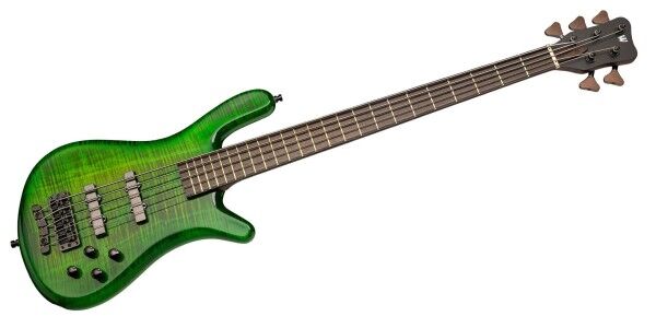 Warwick Masterbuilt Streamer LX, 5-String, Black Hardware - Emeraude Green Transparent High Polish