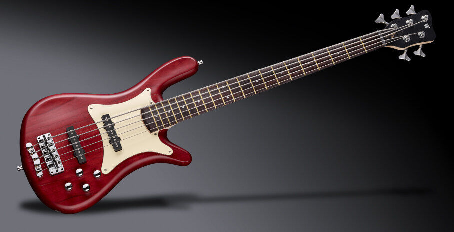 Warwick Teambuilt Pro Series Streamer CV, 5-String - Burgundy Red  Transparent Satin