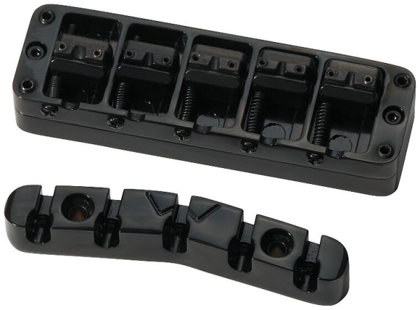 Warwick Parts - 3D Bridge + Tailpiece, 5-String, Broadneck - Black