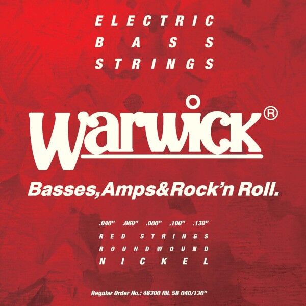 Warwick Red Strings Bass String Sets, Nickel-Plated Steel - 5-String