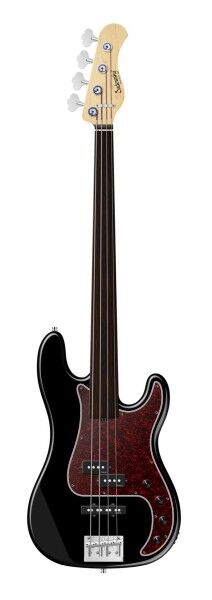 Sadowsky MetroLine 21-Fret Hybrid P/J Bass, Red Alder Body, Tigerstripe Ebony Fingerboard, 4-String, Fretless - Solid Black High Polish