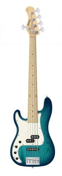 Sadowsky MetroLine 21-Fret Hybrid P/J Bass, Swamp Ash Body, Maple Fingerboard, 5-String, Lefthand - Bora Blue Burst Transparent Satin