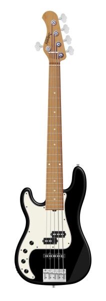 Sadowsky MasterBuilt 21-Fret Hybrid P/J Bass, Swamp Ash Body, Roasted Maple Fingerboard, 5-String, Lefthand - Solid Black Satin