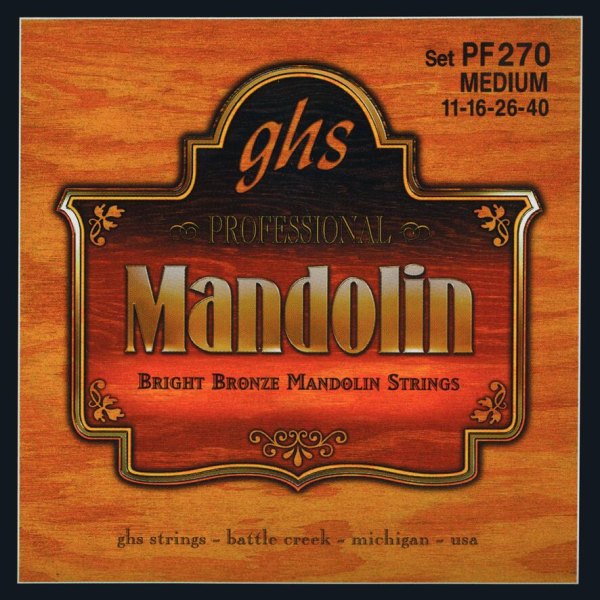 GHS Professional - PF270 - Mandolin String Set, Loop End, Bright Bronze, Medium, .011-.040