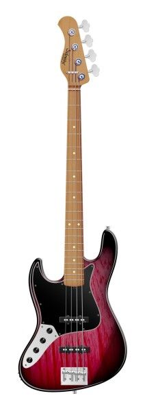 Sadowsky MasterBuilt 20-Fret Ultra Vintage J/J Bass, Swamp Ash Body, Roasted Maple Fingerboard, 4-String, Lefthand - Burgundy Blackburst Transparent High Polish