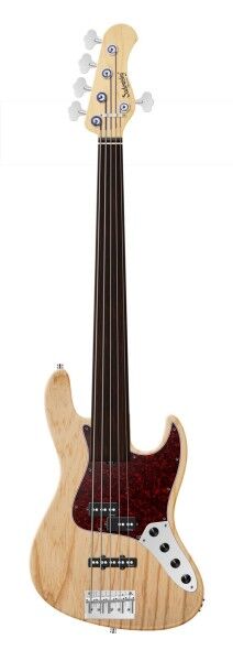 Sadowsky MetroLine 21-Fret Vintage P/J Bass, Swamp Ash Body, Tigerstripe Ebony Fingerboard, 5-String, Fretless - Natural Transparent Satin