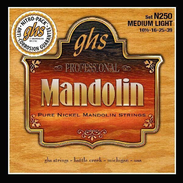 GHS Professional - N250 - Mandolin String Set, Loop End, Pure Nickel, Medium Light, .0105-.039