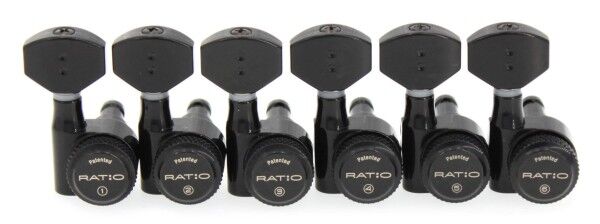 Graph Tech PRL-9721 - Ratio Electric Locking Machine Heads with Mini Contemporary Button, Staggered Posts - 6-in-Line