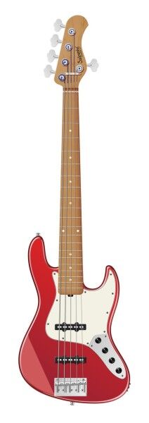 Sadowsky MasterBuilt 20-Fret Ultra Vintage J/J Bass, Swamp Ash Body, Roasted Maple Fingerboard, 5-String - Solid Dakota Red High Polish