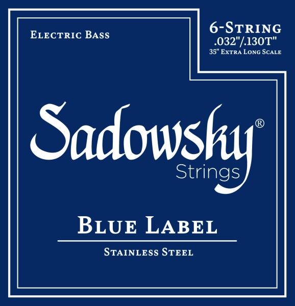 Sadowsky Blue Label Bass String Set, Stainless Steel, Taperwound, Extra Long (35") - 6-String, 032-130