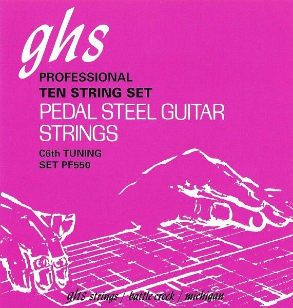 GHS Pedal Steel Nickel Rockers - PF550 - Pedal Steel Guitar String Set, 10-Strings, C6 Tuning, .015-.070
