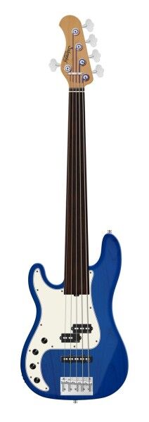 Sadowsky MasterBuilt 21-Fret Hybrid P/J Bass, Red Alder Body, Tigerstripe Ebony Fingerboard, 5-String, Fretless, Lefthand - Ocean Blue Transparent Satin