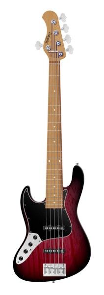 Sadowsky MasterBuilt 22-Fret Will Lee Artist Line, Swamp Ash Body, Roasted Maple Fingerboard, 5-String, Lefthand - Burgundy Blackburst Transparent Satin