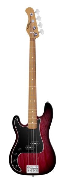 Sadowsky MasterBuilt 20-Fret Ultra Vintage P Bass, Swamp Ash Body, Roasted Maple Fingerboard, 4-String, Lefthand - Burgundy Blackburst Transparent Satin