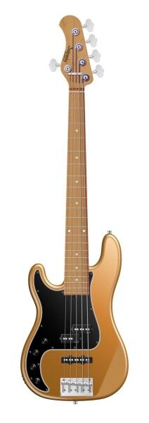 Sadowsky MasterBuilt 21-Fret Hybrid P/J Bass, Swamp Ash Body, Roasted Maple Fingerboard, 5-String, Lefthand - Solid Firemist Gold Metallic Satin