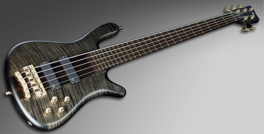 Warwick Masterbuilt Streamer Stage I, 5-String, Broadneck - Nirvana Black  Transparent Satin, Gold Hardware