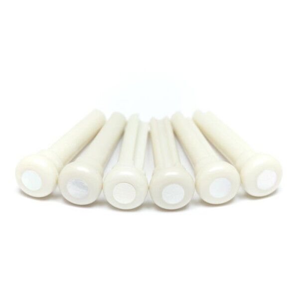 TUSQ LP-1044-60 - Presentation Style Bridge Pins, White, Mother of Pearl Inlay - Luthier's Pack, 60 pcs.