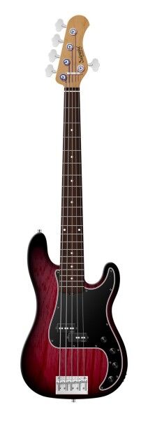 Sadowsky MasterBuilt 20-Fret Ultra Vintage P Bass, Swamp Ash Body, Roasted Maple Fingerboard, 5-String - Burgundy Blackburst Transparent Satin