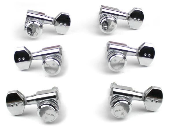 Graph Tech PRL-8421-C0 Ratio Electric Locking Machine Heads with Mini Contemporary Button - 4 + 2 - Chrome