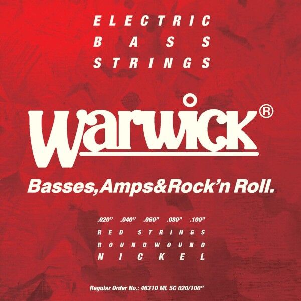 Warwick Red Strings Bass String Sets, Nickel-Plated Steel - 5-String