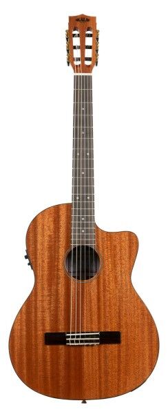 Kala KA-GTR-MTN-E - Solid Mahogany Thinline Nylon Guitar, with Bag