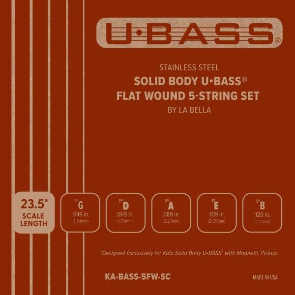 Kala U-Bass Solid Body Flatwound String Set, 5-String (by La Bella)