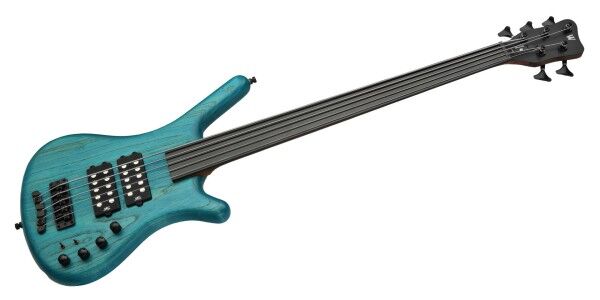 Warwick Teambuilt Pro Series Corvette $$, Fretless, 5-String - Turquoise Blue Transparent Satin