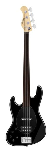Sadowsky MetroLine 21-Fret Vintage M/J Bass, Swamp Ash Body, Tigerstripe Ebony Fingerboard, 4-String, Fretless, Lefthand - Solid Black High Polish