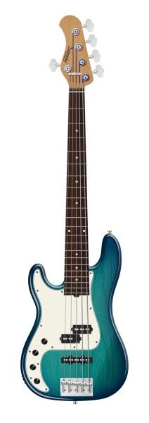 Sadowsky MasterBuilt 21-Fret Hybrid P/J Bass, Red Alder Body, Morado Fingerboard, 5-String, Lefthand - Bora Blue Burst Transparent High Polish