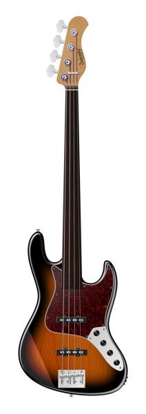 Sadowsky MasterBuilt 21-Fret Vintage J/J Bass, Red Alder Body, Tigerstripe Ebony Fingerboard, 4-String, Fretless - '59 Burst Transparent High Polish