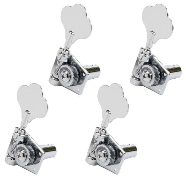 Graph Tech PRB-4401-C0 Ratio Bass Machine Heads, Open Back with Classic Clover Leaf Button - 4-String, 4-in-Line, Bass Side (Left)