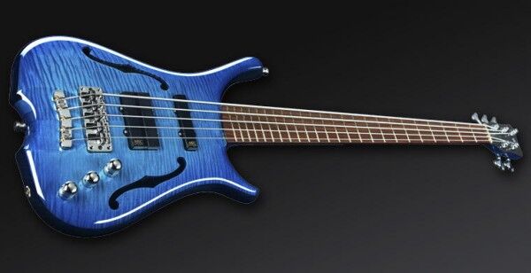 Warwick Masterbuilt Infinity, Flamed Maple, 5-String - Lagoon Blueburst Transparent High Polish