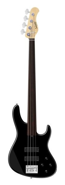 Sadowsky MetroLine 24-Fret Modern Bass, Red Alder Body, Tigerstripe Ebony Fingerboard, 4-String, Fretless - Solid Black High Polish
