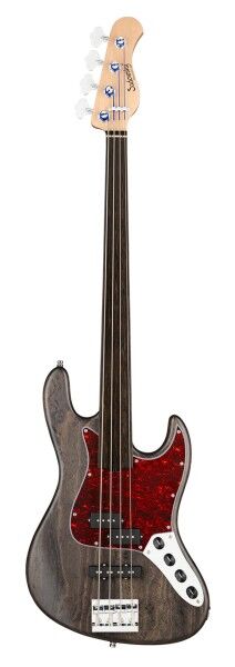 Sadowsky MetroLine 21-Fret Vintage P/J Bass, Swamp Ash Body, Tigerstripe Ebony Fingerboard, 4-String, Fretless - Nirvana Black Transparent Satin