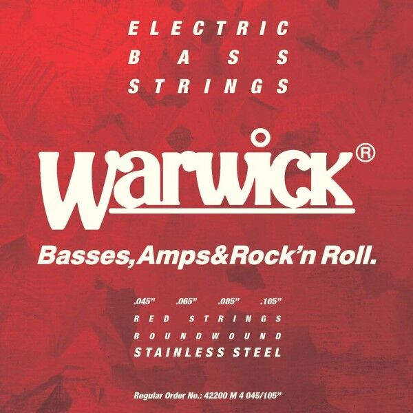 Warwick Red Strings Bass String Sets, Stainless Steel - 4-String