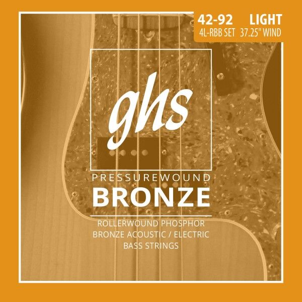 GHS Pressurewound Bronze Bass String Set, 4-String, Light, .042-.092