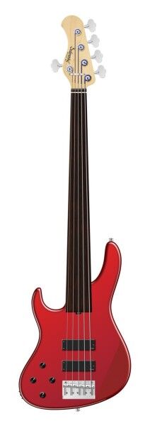 Sadowsky MetroLine 24-Fret Modern Bass, Swamp Ash Body, Tigerstripe Ebony Fingerboard, 5-String, Fretless, Lefthand - Solid Candy Apple Red Metallic High Polish