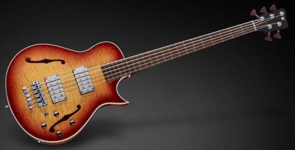 Warwick Masterbuilt Star Bass Singlecut Maple, 5-String - Honey Sunburst Transparent High Polish